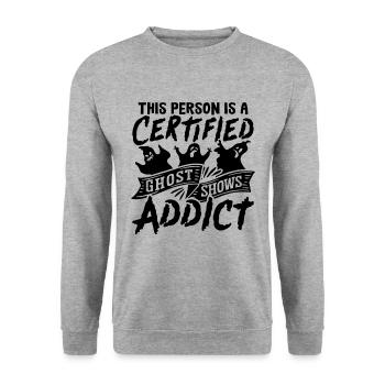 Geisterjäger Gruselig Geisterjagd Geschenkidee - Unisex Pullover - Weißgrau meliert - Vorne - Alina (178cm) & Michal (187cm)