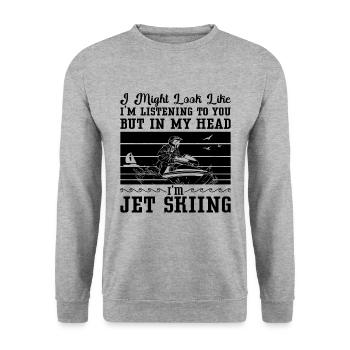 Jetski Wassersport Urlaub Meer Sommer Geschenkidee - Unisex Pullover - Weißgrau meliert - Vorne - Alina (178cm) & Michal (187cm)