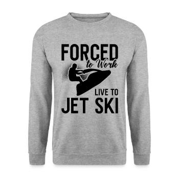 Jetski Wassersport Meer Urlaub Sommer Geschenkidee - Unisex Pullover - Weißgrau meliert - Vorne - Alina (178cm) & Michal (187cm)