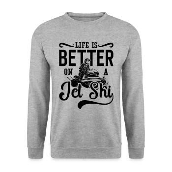 Jetski Wassersport Sommer Urlaub Meer Geschenkidee - Unisex Pullover - Weißgrau meliert - Vorne - Alina (178cm) & Michal (187cm)