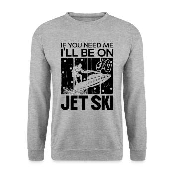 Jetski Wassersport Urlaub Sommer Cool Geschenkidee - Unisex Pullover - Weißgrau meliert - Vorne - Alina (178cm) & Michal (187cm)