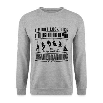 Wakeboard Wakeboarding Wakeboarder Idée Cadeau - Sweat-shirt Unisexe - gris chiné - Devant - Alina (178cm) & Michal (187cm)