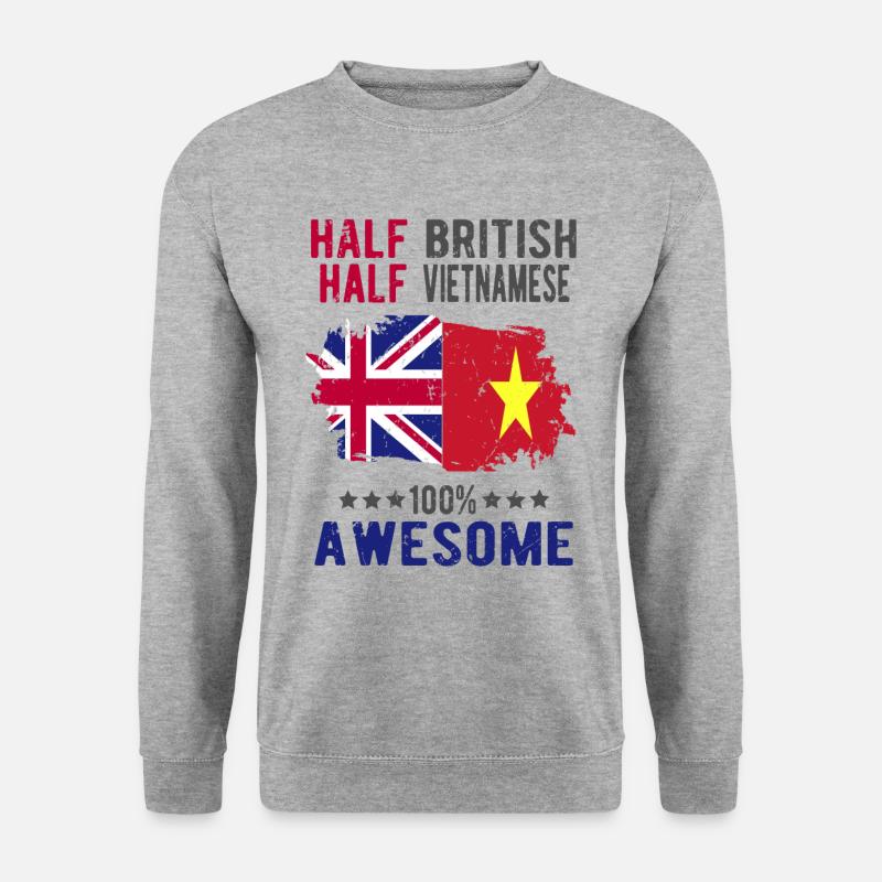Halb Brite Halb Vietnamese - Unisex Pullover - Weißgrau meliert
