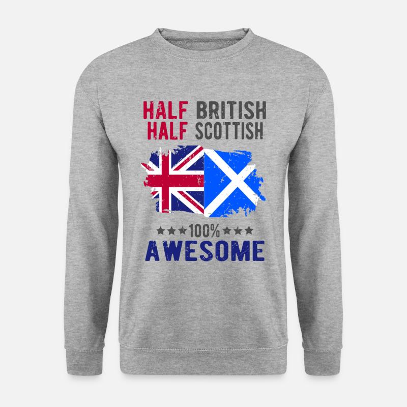 Halb Brite Halb Schotte - Unisex Pullover - Weißgrau meliert