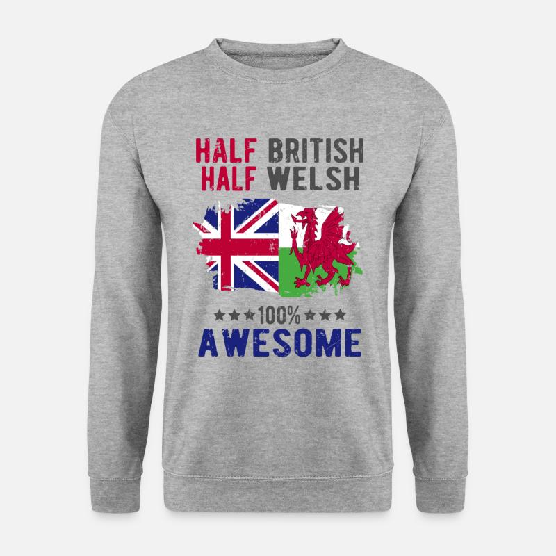 Halb Brite Halb Waliser - Unisex Pullover - Weißgrau meliert