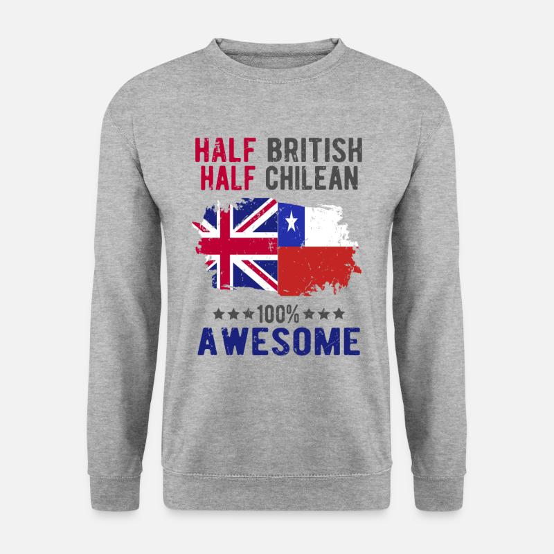 Halb Brite Halb Chilene - Unisex Pullover - Weißgrau meliert