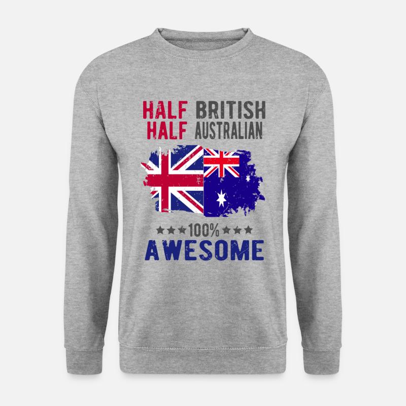 Halb Brite Halb Australier - Unisex Pullover - Weißgrau meliert