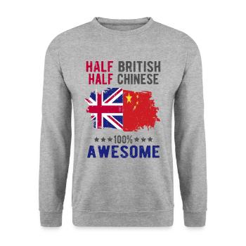 Moitié britannique moitié chinois - Sweat-shirt Unisexe - gris chiné - Devant - Alina (178cm) & Michal (187cm)