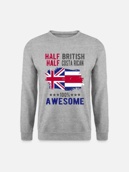 Halb Brite Halb Costa Ricaner - Unisex Pullover - Weißgrau meliert