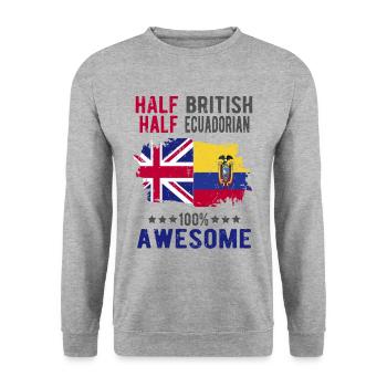 Halb Brite Halb Ecuadorianer - Unisex Pullover - Weißgrau meliert - Vorne - Alina (178cm) & Michal (187cm)