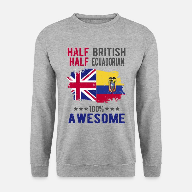 Halb Brite Halb Ecuadorianer - Unisex Pullover - Weißgrau meliert