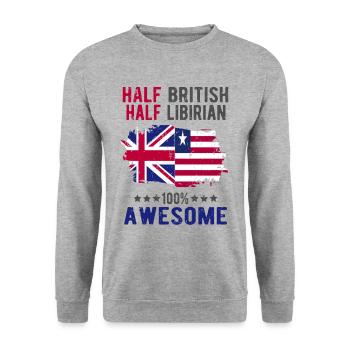 Half British Half Libyan - Unisex Sweatshirt - salt & pepper - Front - Alina (178cm) & Michal (187cm)