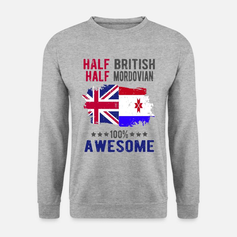 Halb Brite Halb Mordwinen - Unisex Pullover - Weißgrau meliert