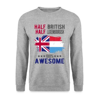 Halb Brite Halb Luxemburger - Unisex Pullover - Weißgrau meliert - Vorne - Alina (178cm) & Michal (187cm)