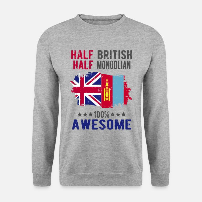 Halb Brite Halb Mongole - Unisex Pullover - Weißgrau meliert