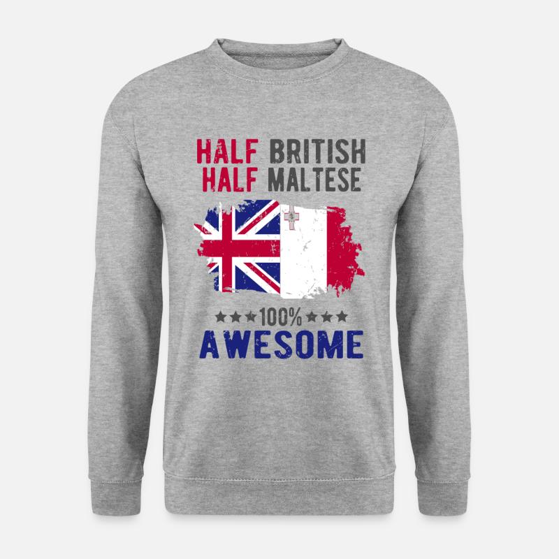Halb Brite Halb Mateser - Unisex Pullover - Weißgrau meliert
