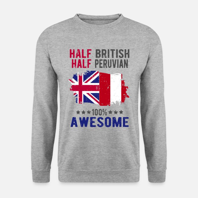 Halb Brite Halb Peruaner - Unisex Pullover - Weißgrau meliert