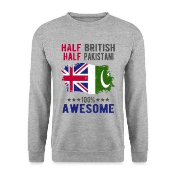 Half British Half Pakistanis - Unisex Sweatshirt - salt & pepper - Front - Alina (178cm) & Michal (187cm)