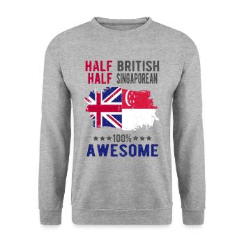 Half British Half Singaporean - Unisex Sweatshirt - salt & pepper - Front - Alina (178cm) & Michal (187cm)