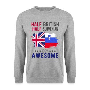 Half British Half Slovenian - Unisex Sweatshirt - salt & pepper - Front - Alina (178cm) & Michal (187cm)