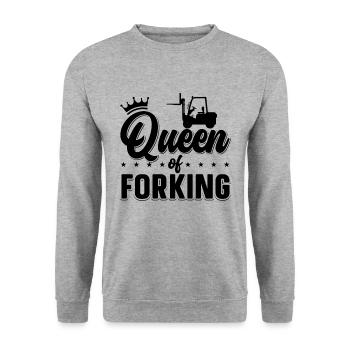 Gabelstapler Stapler Staplerfahrer Geschenkidee - Unisex Pullover - Weißgrau meliert - Vorne - Alina (178cm) & Michal (187cm)
