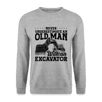 Bauarbeiter Baggerfahrer Bagger Geschenkidee - Unisex Pullover - Weißgrau meliert - Vorne - Alina (178cm) & Michal (187cm)
