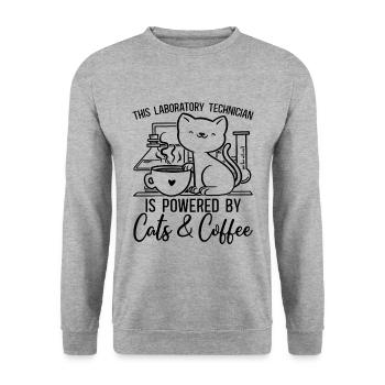 Laboratory Technician Cat Profession Coffee Gift Idea - Unisex Sweatshirt - salt & pepper - Front - Alina (178cm) & Michal (187cm)