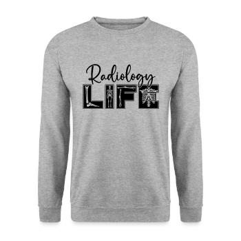 Rad Tech Radiologie Röntgentechniker Geschenkidee - Unisex Pullover - Weißgrau meliert - Vorne - Alina (178cm) & Michal (187cm)