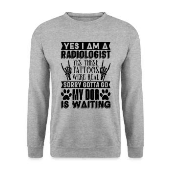 Radiologie Krankenhaus Lustige Coole Geschenkidee - Unisex Pullover - Weißgrau meliert - Vorne - Alina (178cm) & Michal (187cm)
