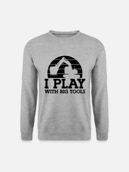 Bauarbeiter Baggern Baggerfahrer Geschenkidee - Unisex Pullover - Weißgrau meliert