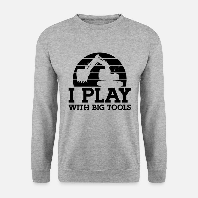 Bauarbeiter Baggern Baggerfahrer Geschenkidee - Unisex Pullover - Weißgrau meliert