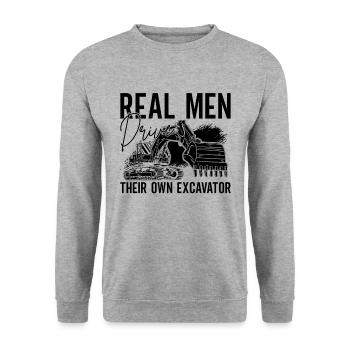 Bagger Bauarbeiter Bau Baggerfahrer Geschenkidee - Unisex Pullover - Weißgrau meliert - Vorne - Alina (178cm) & Michal (187cm)