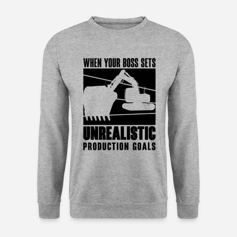 Baggerfahrer Bagger Baggern Arbeiter Geschenkidee - Unisex Pullover - Weißgrau meliert