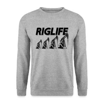 Rig Life Oilfield Worker Oil Worker Rougneck - Unisex Sweatshirt - salt & pepper - Front - Alina (178cm) & Michal (187cm)
