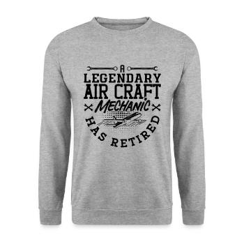 Ein Legendärer Flugzeugmechaniker Im Ruhestand - Unisex Pullover - Weißgrau meliert - Vorne - Alina (178cm) & Michal (187cm)