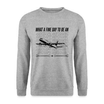 What a good day, aircraft mechanic - Unisex Sweatshirt - salt & pepper - Front - Alina (178cm) & Michal (187cm)