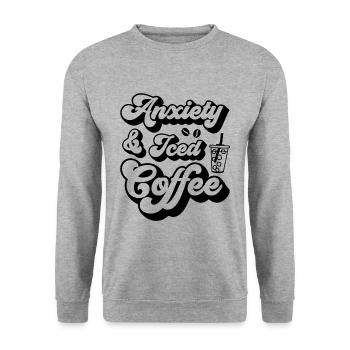 Kaffee Gesundheit Psychische Kaffetrinker Geschenk - Unisex Pullover - Weißgrau meliert - Vorne - Alina (178cm) & Michal (187cm)