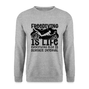Freitaucher Freitauchen Apnoe Tauchen Geschenkidee - Unisex Pullover - Weißgrau meliert - Vorne - Alina (178cm) & Michal (187cm)