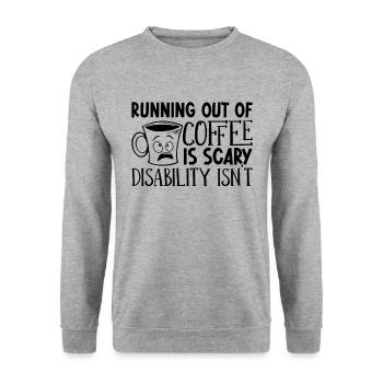 Running Out Of Coffee Mental Health Coffee Anxiety - Unisex Sweatshirt - salt & pepper - Front - Alina (178cm) & Michal (187cm)