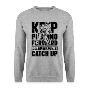 Keep Pushing Forward Catch Wrestling Wrestler - Unisex Sweatshirt - salt & pepper - Front - Alina (178cm) & Michal (187cm)