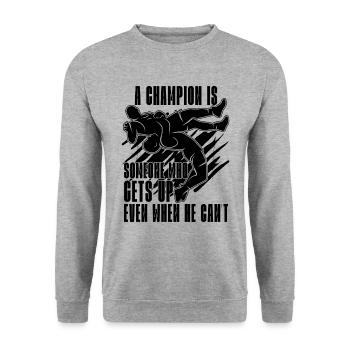 A Champion Is Someone Catch Wrestling Wrestler - Unisex Sweatshirt - salt & pepper - Front - Alina (178cm) & Michal (187cm)