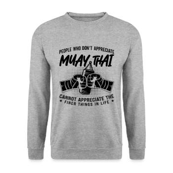 Muay Thai Fighter Thai Boxing Fighters Kickboxing - Sweat-shirt Unisexe - gris chiné - Devant - Alina (178cm) & Michal (187cm)