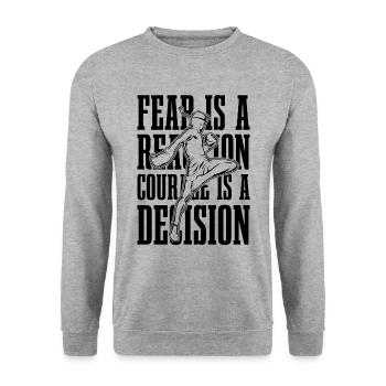 Muay Thai Fighter Fear Is A Reaction Thai Boxing - Unisex Pullover - Weißgrau meliert - Vorne - Alina (178cm) & Michal (187cm)