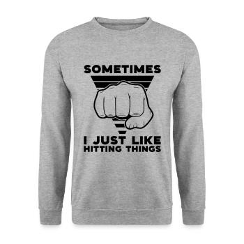 Muay Thai Fighter Sometimes I Just Like Hitting - Unisex Pullover - Weißgrau meliert - Vorne - Alina (178cm) & Michal (187cm)
