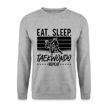 Taekwondo Eat Sleep Taekwondo Repeat Fight Fighter - Unisex Pullover - Weißgrau meliert - Vorne - Alina (178cm) & Michal (187cm)