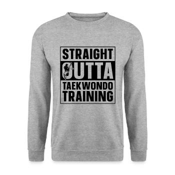 Taekwondo Straight Outta Taekwondo Training Fight - Unisex Pullover - Weißgrau meliert - Vorne - Alina (178cm) & Michal (187cm)