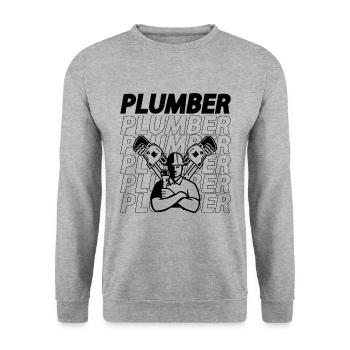 Plumber Plumbing Pipe Tool Construction Plumbers - Unisex Sweatshirt - salt & pepper - Front - Alina (178cm) & Michal (187cm)