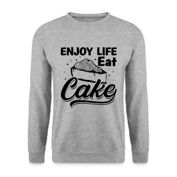 Enjoy Life Eat Cake Baker Baking Bakery Chef Cake - Unisex Sweatshirt - salt & pepper - Front - Alina (178cm) & Michal (187cm)