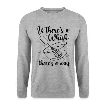 If There's A Whisk Baking Baker Bakery Chef Cake - Unisex Pullover - Weißgrau meliert - Vorne - Alina (178cm) & Michal (187cm)