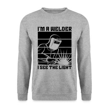 Je suis un soudeur je vois les soudeurs de soudage léger - Sweat-shirt Unisexe - gris chiné - Devant - Alina (178cm) & Michal (187cm)